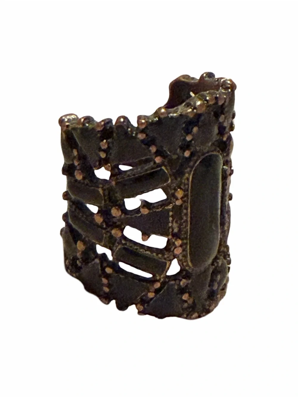 VINTAGE • Rose Gold Filigree Black Antique Statement Ring